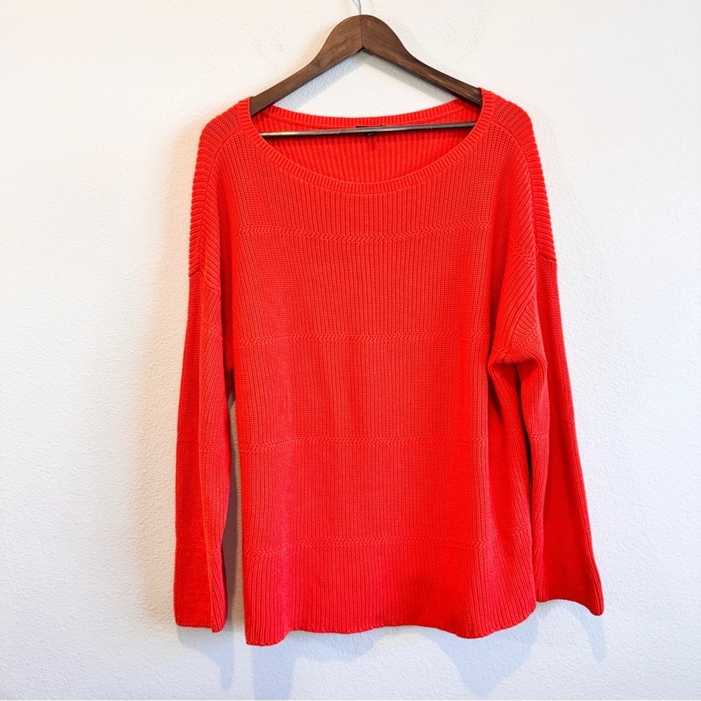 Talbots Orange 100% Pima Cotton Knit Sweater Fisherman Nautical Women’s 2X EUC